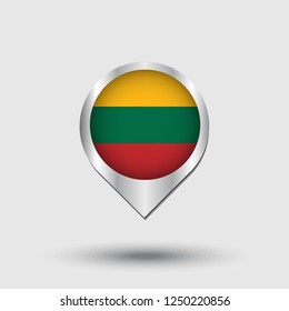 Lituania flag map pointer with shadow. Vector illustration