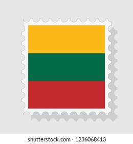 Lituania flag postage stamp, isolated on white background, vector illustration.