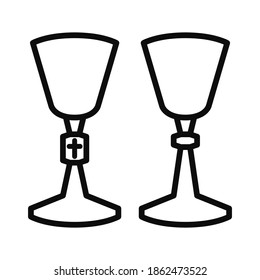 Icono de línea vectorial de cáliz cristal litúrgico 
