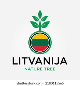 Litvanija Flag of leaf logo icon, nature nation logo icon vector template, tree nation logo