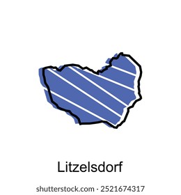 Litzelsdorf mapa Vector de la ciudad, mapa de contorno simple estilizado del diseño de la Plantilla de Austria, conveniente para su compañía