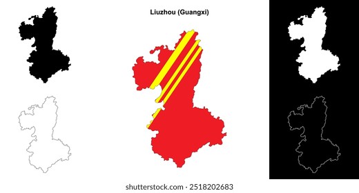 Conjunto de mapa de contorno en blanco de Liuzhou