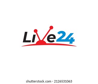 live 24 hours icon logo for streaming flash news	