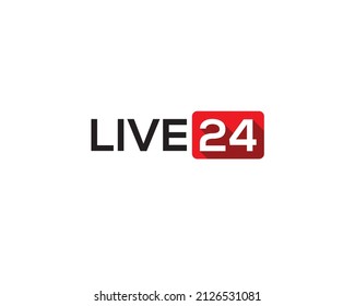 live 24 hours icon logo for streaming flash news	