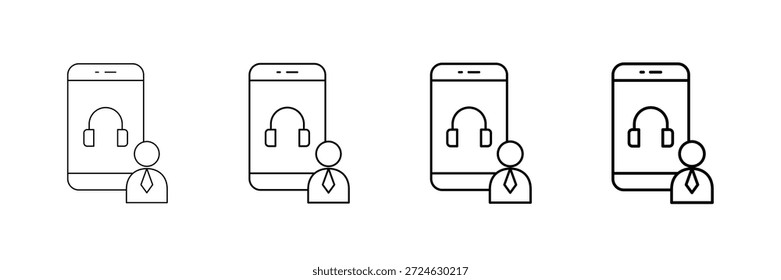 Vector De Iconos De Agente En Vivo Establecido En Diferentes Estilos De Línea De Trazo