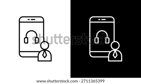 Live Agent Outline White Icon Set Design
