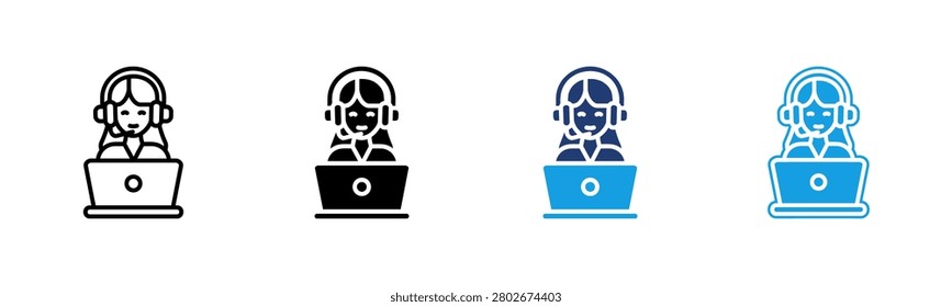 Live Assistance icon multiple style collection