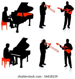 Live Band Musicians Silhouette Collection Original Illustration