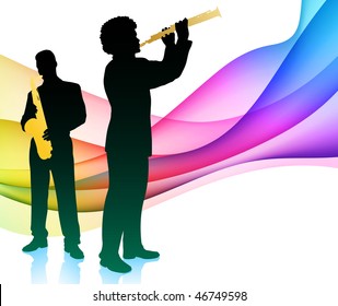 Live Band on Colorful Abstract Background Original Vector Illustration
