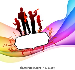 Live Band on Colorful Abstract Background Original Vector Illustration