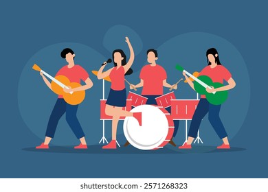 Live Band Performance 2d flat vector illustrations