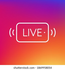 Live banner in flat style on gradient background. Social media concept. Live, free, video tutorials, webinar, webcast, stream, streaming, football. Vector illustration.