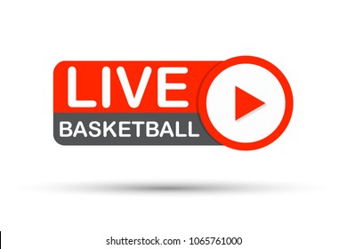 Live basketball streaming banner - red vector design element