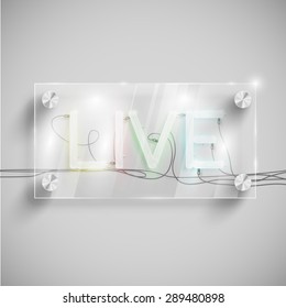 'Live' behind a glass table, vector