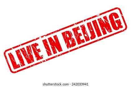Live in beijing red stamp text on white