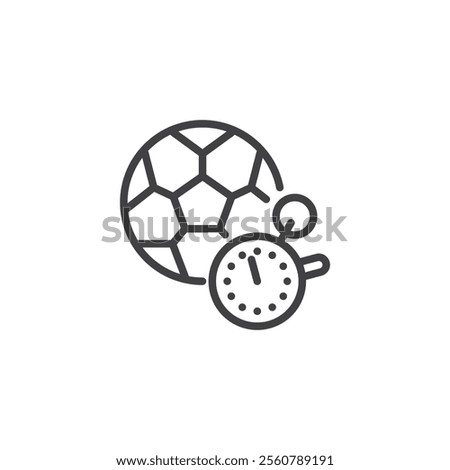 Live Betting line icon. linear style sign for mobile concept and web design. A stopwatch over a sports ball outline vector icon. Symbol, logo illustration. Vector graphics
