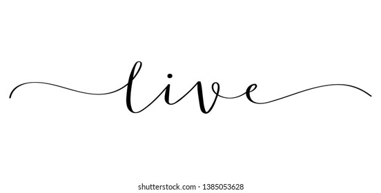 LIVE black brush calligraphy banner with swashes