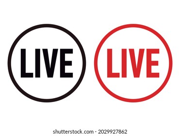 Icono en vivo negro y rojo.