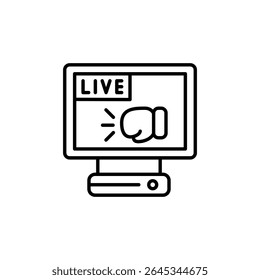 Live Boxing Match Broadcasted On The Monitor Screen Icon Design