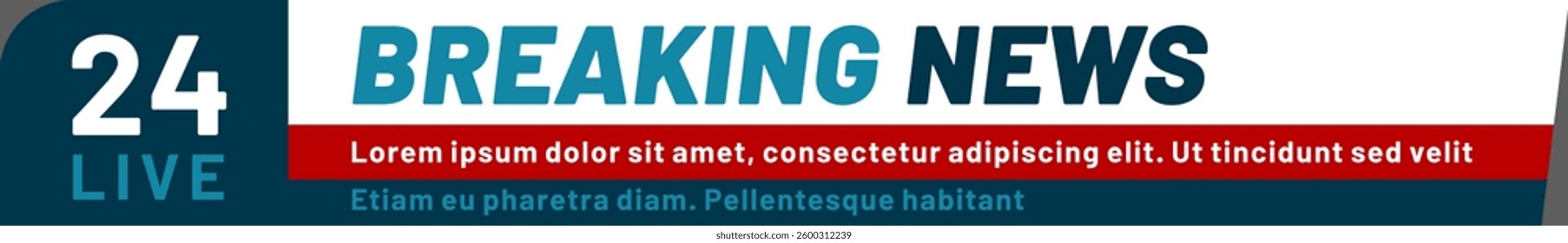 Live breaking news banner featuring generic text, perfect for television or website interfaces, simulating a dynamic live broadcast environment for urgent updates and reports