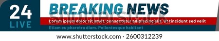 Live breaking news banner featuring generic text, perfect for television or website interfaces, simulating a dynamic live broadcast environment for urgent updates and reports