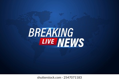 Live Breaking News mit dunkelblauem Hintergrund. Breaking News Hintergrund Geschäft oder Technologie-Vorlage. brillanter Nachrichtentext auf dunkelblauem Hintergrund mit Erde und Weltkarte.
