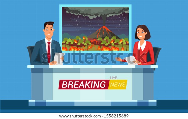 Live Breaking News Flat Illustration Tv Stock Vector (Royalty Free ...