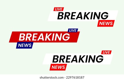 Live broadcast banner element and live stream. Set of TV and bar banners for breaking news. Vector with high resolution.