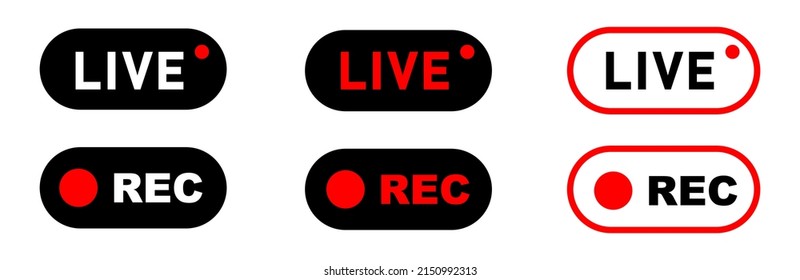 Live broadcast button in flat style isolated on white background. Vector illustration