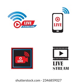 live broadcast icon logo vector design template