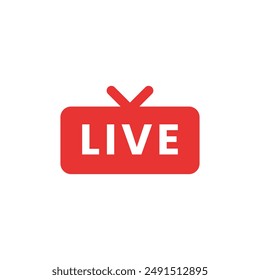 live broadcast icon red on white background