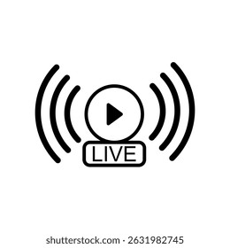 live broadcast icon, simple flat style, illustration, logo sign symbol pictogram template, for ui or ux isolated on white for mobile app, editable