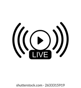 live broadcast icon, simple flat style, illustration, logo sign symbol pictogram template, for ui or ux isolated on white for mobile app, editable