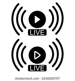 live broadcast icon, simple flat style, illustration, logo sign symbol pictogram template, for ui or ux isolated on white for mobile app, editable
