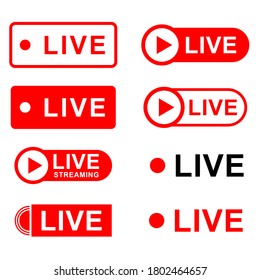 Live broadcast icon vector set. Live writing for social media and electronics.