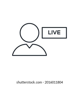 Ilustración del icono de la línea delgada de transmisión en directo