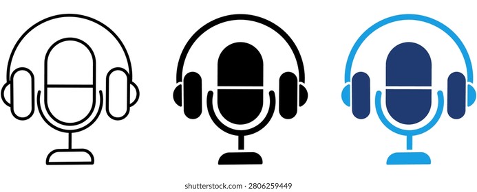 Live Broadcasting Mic icon collections. Containing Voice Recording, Headset, Sound Equipment, Media and more icons.
