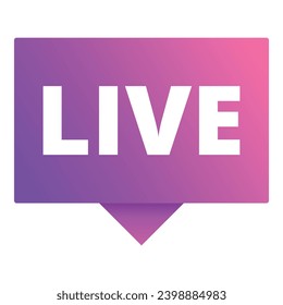 La burbuja en vivo muestra el vector de caricatura de iconos. Transmisión en línea. Superposición de eventos de etiqueta