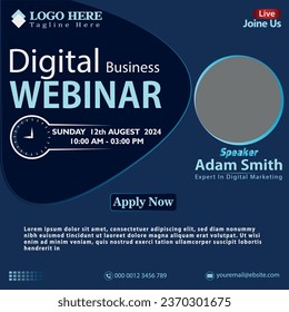 live Business webinar conference promotion invitation poster and social media post online concept design template