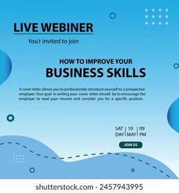 live business webinar and business conference social media post template.