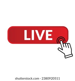 Live-Taste. Klicken Sie auf den Live-Button. Tasten und Zeiger. Roter Knopf. Livesendung. Live-Streaming