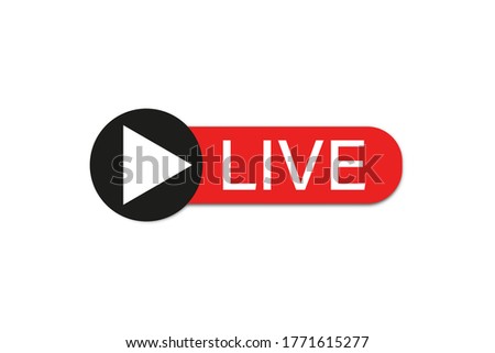 Live button icon . Red buttom , live stream . Vector illustration on white background .10 eps