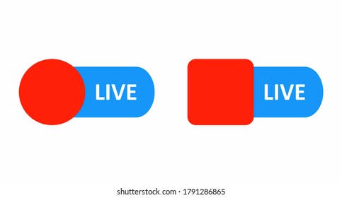 Live button. Template of color buttons with a place for the avatar. Social media concept. Blogging. Streaming. Vector illustration