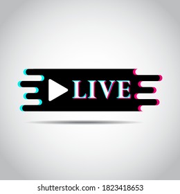 Live button. Template with colorful silhouette. Live stream label, emblem, symbol, logo mockup. Streaming. Blogging. Social media concept. Vector illustration. EPS 10