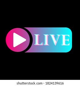 Live button. Template with colorful silhouette. Live stream label, emblem, symbol, logo mockup. Streaming. Blogging. Social media concept. Vector illustration. EPS 10