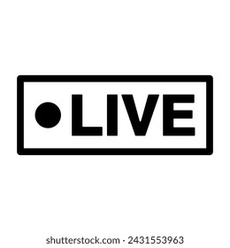 botones en vivo sobre un fondo blanco. Símbolo vivo, insignia, signo, etiqueta, plantilla de pegatina. Concepto de medios sociales. Ilustración de vector