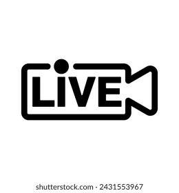 botones en vivo sobre un fondo blanco. Símbolo vivo, insignia, signo, etiqueta, plantilla de pegatina. Concepto de medios sociales. Ilustración de vector