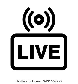botones en vivo sobre un fondo blanco. Símbolo vivo, insignia, signo, etiqueta, plantilla de pegatina. Concepto de medios sociales. Ilustración de vector
