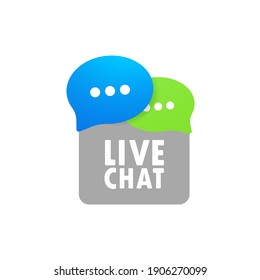 Banner de chat en vivo. Icono de mensaje en diseño plano. Comunicación. Signo de conversación. Vector de fondo blanco aislado. EPS 10