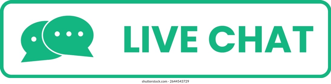Live Chat button with chat icon, designed for web interface or mobile UI support pages. outline live chat button for dark mode